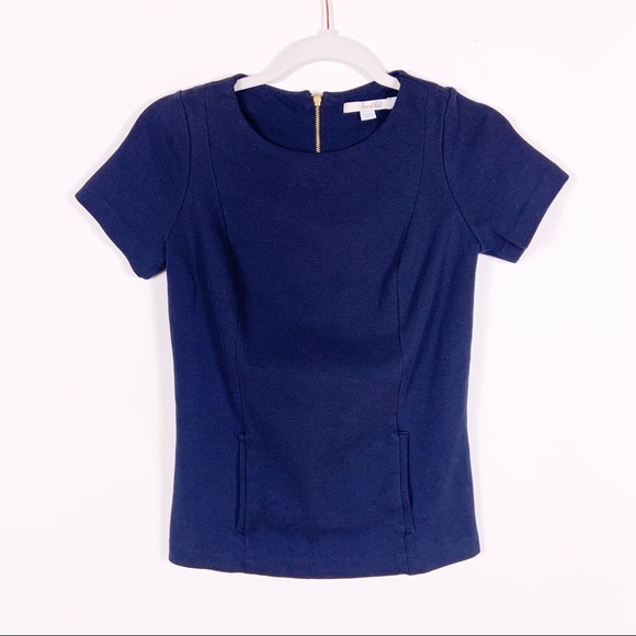 Boden Tops - Boden | Blue Textured Zip-Back Pocket Blouse sz 4